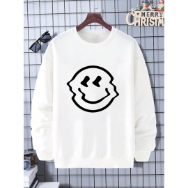 Mens Funny Smile Graphic Crew Neck Casual Pullover Sweatshirts Winter