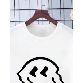 Mens Funny Smile Graphic Crew Neck Casual Pullover Sweatshirts Winter