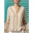 Women Plain Notched Neck Casual 3/4 Sleeve Blouse