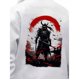 Mens Japanese Ninja Back Print Loose Long Sleeve Hoodies Winter